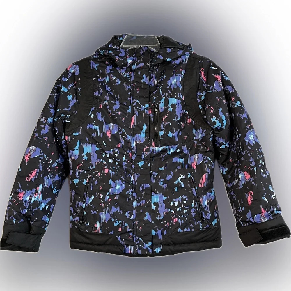 Pulse Blue Camo Snowboard Jacket Ski Parka Coat Youth Vented Hood Large (16/18)